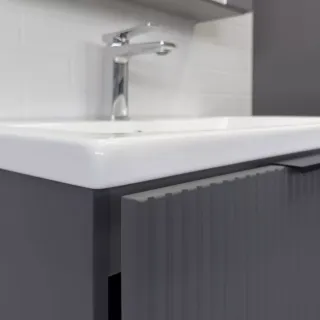 Тумба-умывальник Comforty Лима-70П2 антрацит с раковиной Como 70