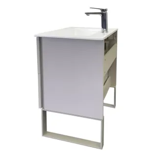 Тумба-умывальник Comforty Бильбао-60Н серый шёлк с раковиной Comforty 60E