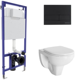 Комплект Berges 4в1 042426: инсталляция NOVUM525 кнопка L5 SoftTouch чёрная унитаз Gamma сиденье микролифт