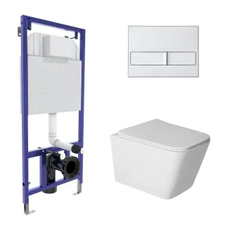 Комплект Berges 043398: инсталляция NOVUM кнопка L2 хром матовый унитаз Sigma Rimless сидение дюропласт быстросъём