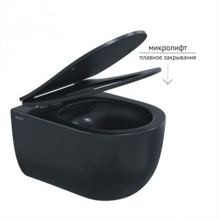 Подвесной унитаз Berges Ventas Black Rimless 082136 сиденье дюропласт Ventas Slim SO чёрный