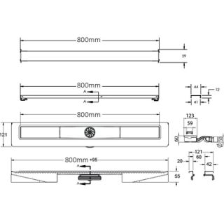 Душевой лоток Berges Wasserhaus C1 Norma 090139 80 Матовый хром