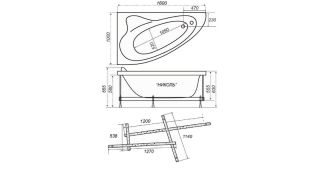 Фолдон BAS Николь левая, 1700х1020, комплект крепления Э 00027