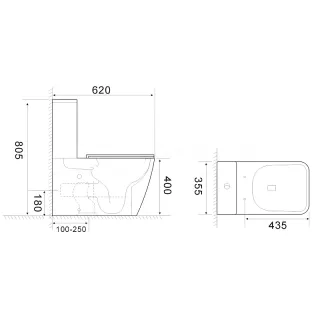 Унитаз-компакт напольный AZARIO Esconda AZ-1255A глянцевый белый