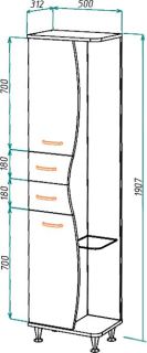 Пенал Bellezza Рио 50см левый белый 00000000413