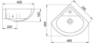 Мебельная раковина Santeri Радиан 1.3130.9.S00.10B.0 угловая 33см белый