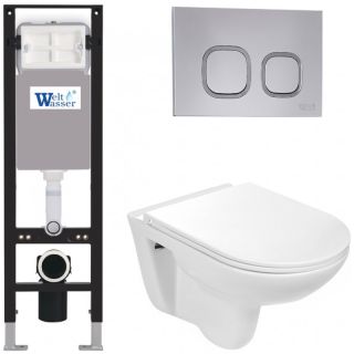 Комплект унитаза с инсталляцией WeltWasser Amberg 350 + Baarbach 004 GL-WT + Amberg RD-CR 10000012285 белый глянец