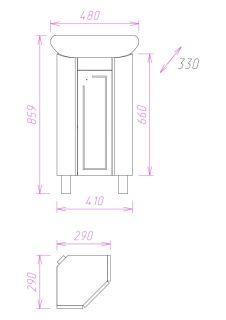 Напольная тумба под раковину Onika Малютка 103301 угловая 33см белый