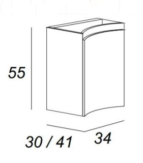 Шкафчик под раковину, левосторонний Cezares 34x55 Grigio lucido Vague 54856