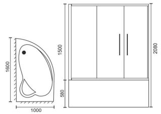 Шторка на ванну Royal Bath Alpine 160см белый RB160ALP-T