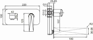 Смеситель встраиваемый Boheme Venturo для раковины чёрный/золото 385-B
