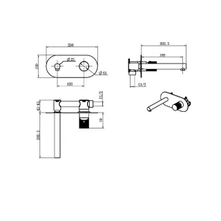 Встраиваемый смеситель для раковины Boheme Stick Spirale 125-BB.4 чёрный