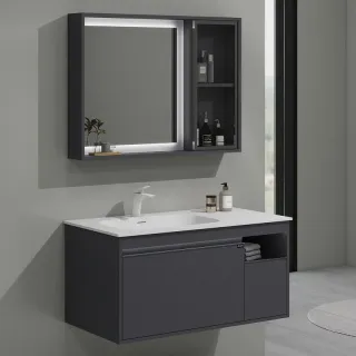 Тумба с раковиной Black&White Universe 9101000 100 см серый матовый