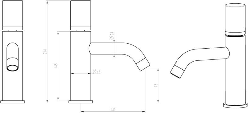 Смеситель для раковины Boheme Stick хром/чёрный 121-CR-MR-B
