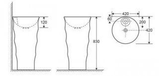 Раковина  CeramaLux G-308 белая 42 см