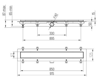 Душевой лоток Paini Line CH850LC 85см чёрный матовый