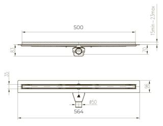 Душевой лоток Paini Slim Line CH500SLC 50см чёрный матовый