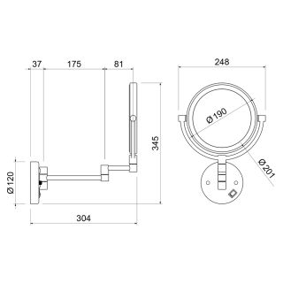 Зеркало косметическое с подсветкой Timo Saona 13376/13 никель матовый