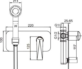 Гигиенический душ Boheme Venturo со смесителем чёрный/хром 377-B