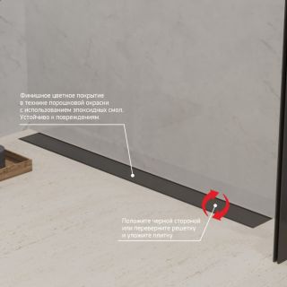 Душевой лоток Paini Klasik CH750KC2 монтаж к стене 75см чёрный матовый