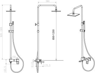 Душевая стойка Boheme Q белый/чёрный 148-WB