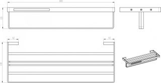 Полка для полотенец Boheme Q чёрный/хром 10947-CR-B