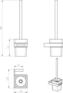 Щётка для туалета Boheme Q чёрный/хром 10954-CR-B