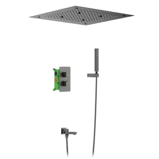 Душевой комплект Timo Petruma SX-5019/18SM с термостатом чёрное золото