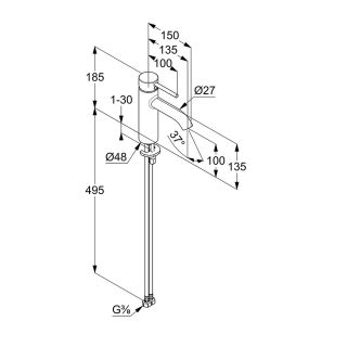 Смеситель для раковины Kludi Bozz 38282N076 брашированное золото