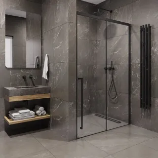 Душевая дверь в нишу Timo T56L 120 см левая чёрный