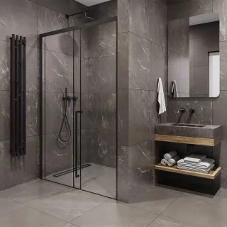 Душевая дверь в нишу Timo T57R 130 см правая чёрный