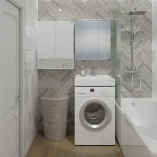 Шкаф Санта Мира 700468 над стиральной машиной 60 см разобранный белый