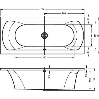 Акриловая ванна Riho Lima B051001005 170х75см сифон расположен справа белый
