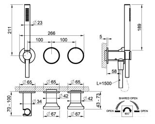 Встраиваемый смеситель для ванны и душа Gessi Origini 66036.845 тёмная бронза
