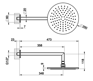 Верхний душ Gessi Anello 63348.727 25 см брашированная латунь