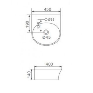 Подвесная раковина Gappo GT704 45 см белый