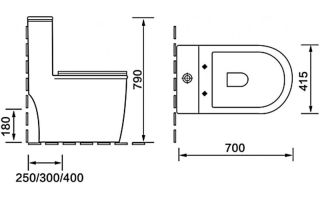 Унитаз-моноблок SantiLine SL-5019 безободковый белый