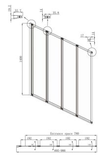 Шторка на ванну Ambassador Bath Screens 16041110L 90см левая хром/прозрачное