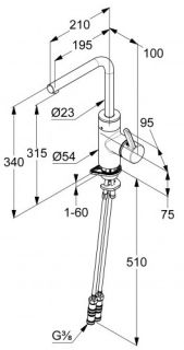 Электронный смеситель для кухни Kludi E-Go 230V чёрный матовый 422206675