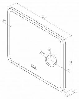 Зеркало с подсветкой Continent Bliss ЗЛП334 с увеличительной линзой 80см
