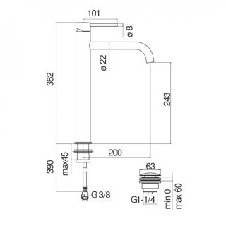 Смеситель Nobili LV00128/2CR для раковины хром