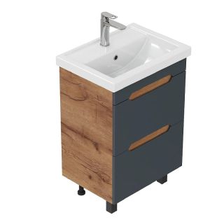 Тумба под раковину напольная Onika Айленд 105042 50 см графит/дуб крафт золотой