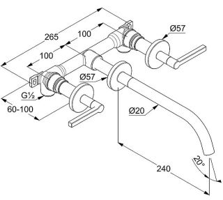 Встраиваемый смеситель для раковины Kludi Nova Fonte Puristic чёрный матовый 201463915