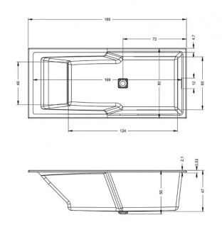 Акриловая ванна с подсветкой Riho Still Shower LED B103003005 180х80см светодиоды и подголовник справа белый