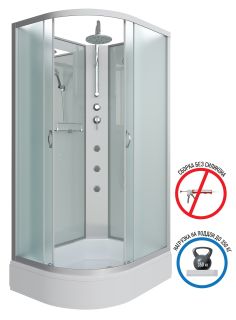 Душевая кабина Niagara NG-33974-14RBKTG с гидромассажем 90x70см серебро/матовое