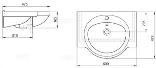Мебельная раковина Santeri Сатурн 60 см белый