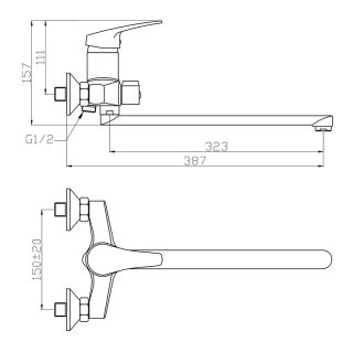 Смеситель для ванны/душа Agger Exact A2121100 с душевым набором