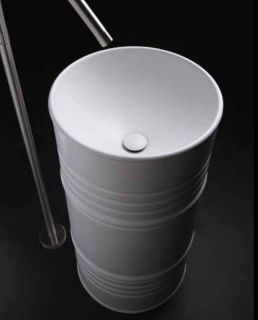 Раковина напольная Kerasan Artwork Barrel 4742K01 45см слив в пол белый