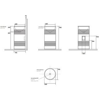 Раковина напольная Kerasan Artwork Barrel 4742K31 45см слив в пол чёрный матовый