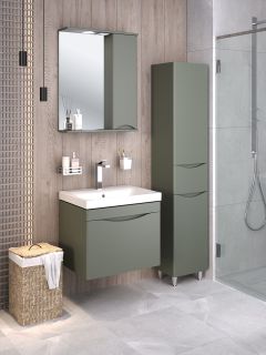 Зеркальный шкаф Runo правый цемент Афина 60 (00-00001207)